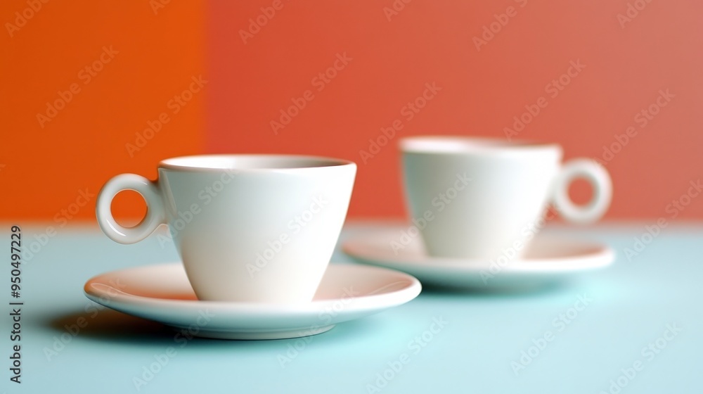 Aufkleber elegant espresso saucer sets collection: close-up of matching saucers for espresso cups against a mi