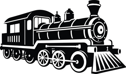 old train vector silhouette illustration on a white background