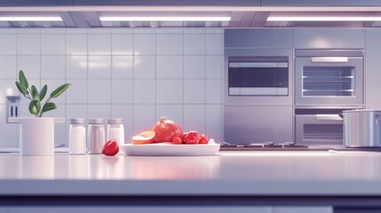 Popular video game characters preparing a Thanksgiving dinner in a high-tech kitchen, with space-age appliances and ingredients