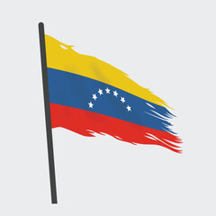 Torn and Ragged Venezuela National Flag