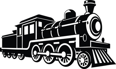 old train vector silhouette illustration on a white background