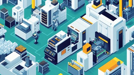 Fototapeta premium Futuristic Assembly Line in a Factory