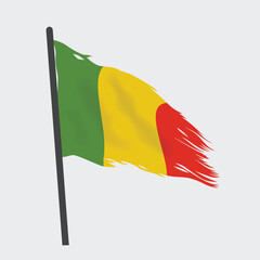 Torn and Ragged Mali National Flag
