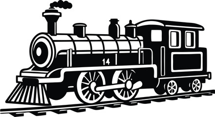 old train vector silhouette illustration on a white background