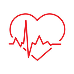 Heartbeat concept icons. Cardiogram ecg line with heart symbol red vector icon set.