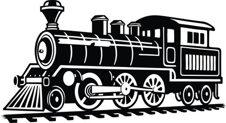 old train vector silhouette illustration on a white background