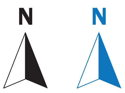 North arrow icon N direction point symbol. Vector illustration