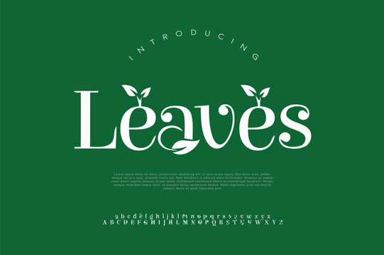 modern nature leaf earth green tree abstract digital alphabet font. minimal technology typography, creative urban sport fashion futuristic font and with numbers. vector illustration