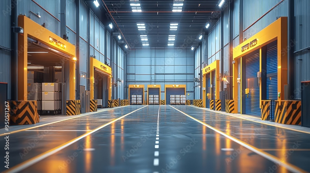 Aufkleber a high-tech logistics facility with automated systems efficiently managing freight distribution, sho