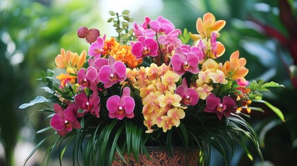 A Vibrant Display of Orchids in Full Bloom
