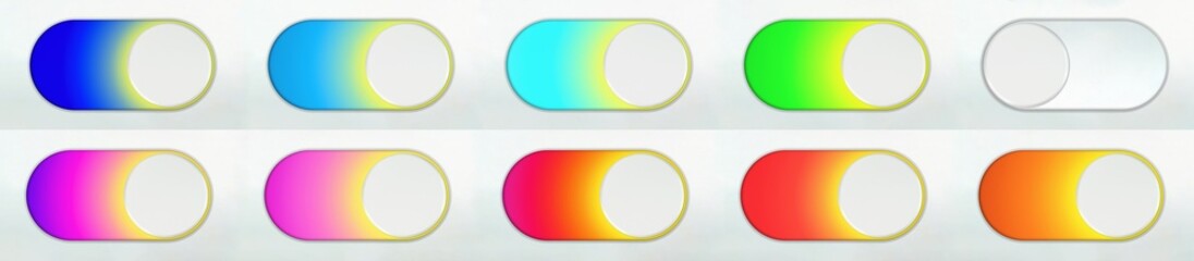 グラデーションがかったカラフルなトグルスイッチのセット