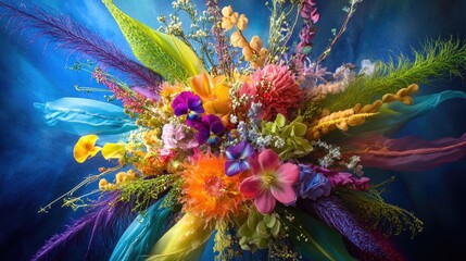 An explosion of rainbow colors in a floral arrangement, creating a stunning fiori colori arcobaleno that highlights the beauty of nature's palette.