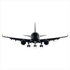 Black Silhouette Vector  airplane on the ground