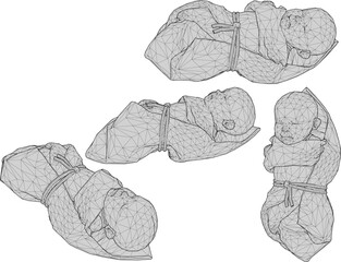 Vector sketch illustration design of cute cute newborn baby with thick blanket 