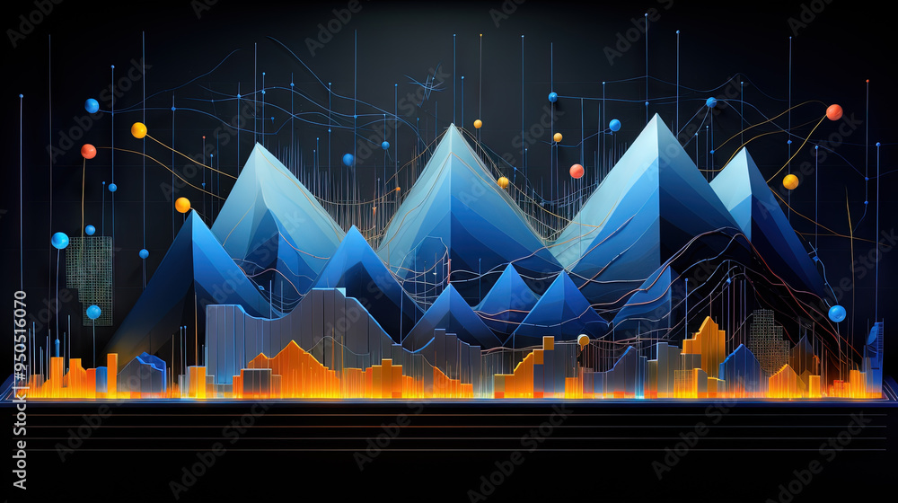 Leinwandbilder abstract business graph in mountain style. data connection concept element for business