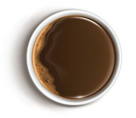 Top view on coffee in plastic or paper cup