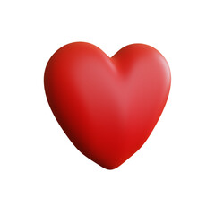 Red Heart Icon 3d Render Illustration isolated on transparent background. 