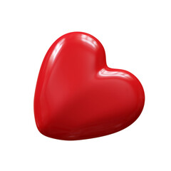 Red Heart Icon 3d Render Illustration isolated on transparent background. 