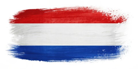 Obraz premium Holland flag painted in brush strokes , Netherlands, Dutch, patriotic, Holland, flag, red, white, blue, national