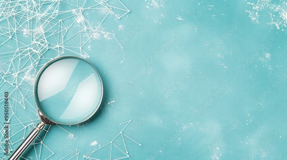 Poster exploring business growth potential with a magnifying glass on a light blue background highlighting 