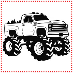 Giant Monster Truck Silhouette Vector for Heavy Duty Graphic Designs