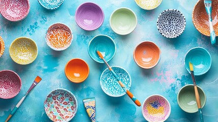 Transform dull ceramics into vibrant masterpieces with acrylic paint. Unleash your creativity by brushing vivid hues onto clay surfaces, creating eye-catching decorations.