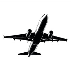 Black Silhouette Vector  airplane on the ground