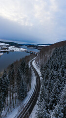 Rauschenbach dam in the Ore Mountains at blue hour