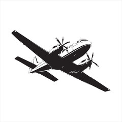 Black Silhouette Vector  airplane on the ground
