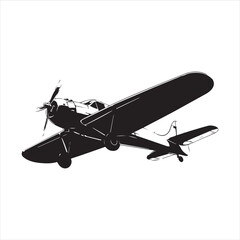 Black Silhouette Vector  airplane on the ground
