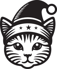 Merry Christmas with Cat silhouette vector design.