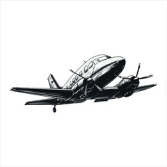 Black Silhouette Vector  airplane on the ground