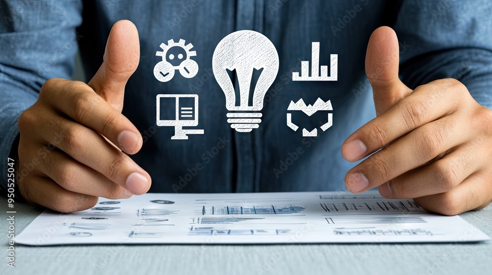 Poster a businessman brainstorms innovative ideas with modern technology in a dynamic digital workspace