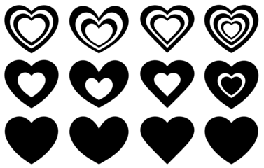 Set of hearts in red color, Red heart icons set vector