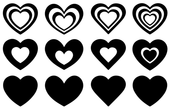 Set of hearts in red color, Red heart icons set vector