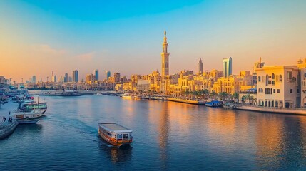 Fototapeta premium Dubai creek, Deira district, Dubai old town 