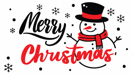 Obraz premium Merry Christmas snowman vector illustration card with Black and Red Theme and New Year Card