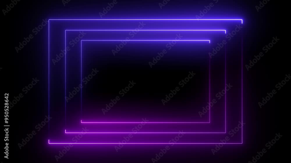 Poster abstract glowing neon purple and blue color rectangle border frame. animated rectangle neon glowing 