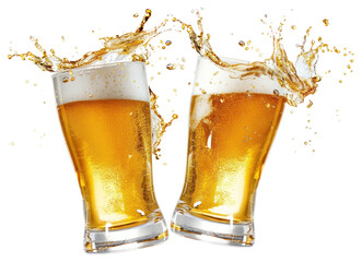 PNG Refreshing beer glasses splashing cheers