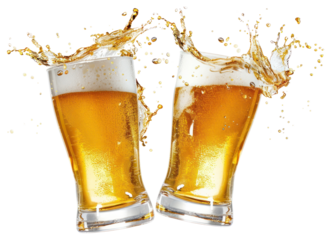 PNG Refreshing beer glasses splashing cheers