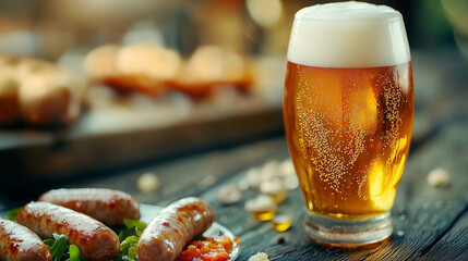 glass of beer and sausage