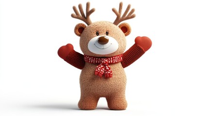 Teddy bear in sweater,  perfect for holiday Christmas themes and decorations.