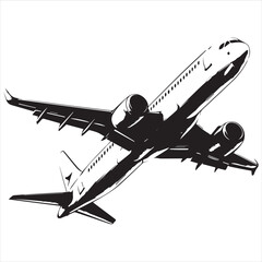 Black Silhouette Vector  airplane on the ground