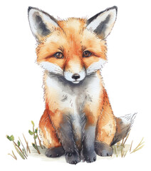 Fototapeta premium PNG Adorable watercolor fox illustration