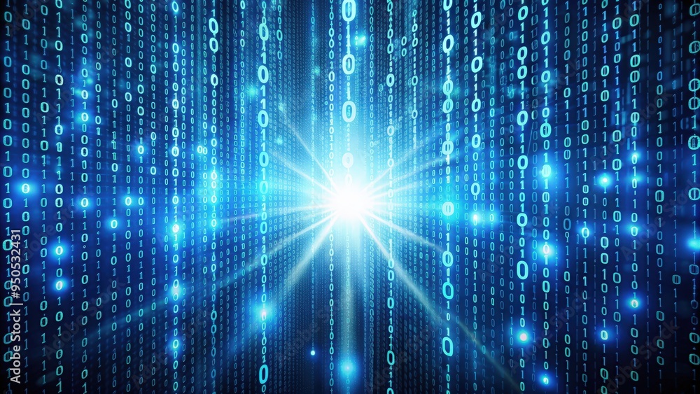 Leinwandbilder binary code technology background with glowing digital data, binary, code, technology, background, g