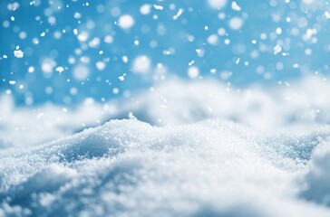 Naklejka premium Winter Wonderland: Close-up of Fresh Snowflakes Against a Bright Blue Sky