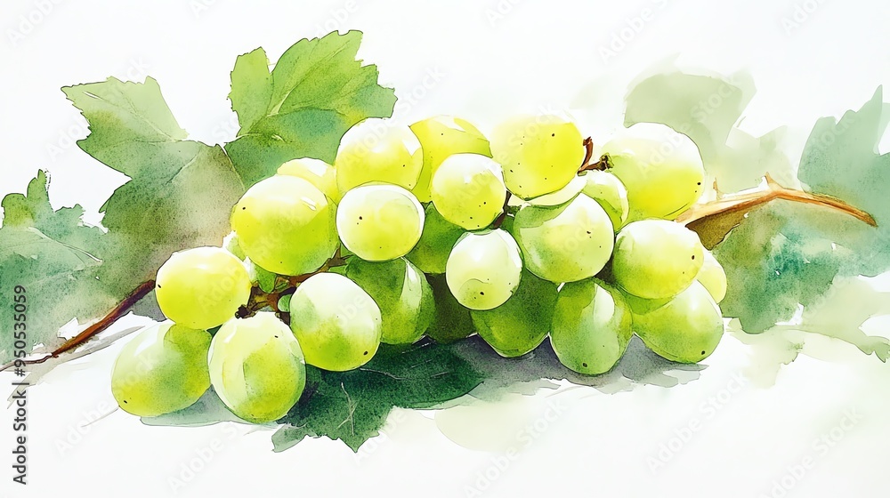 Wall mural bunch of grapes isolated on white