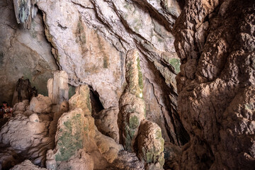 ancient cave with beautiful stalactites in which for a long time there was a Christian altar on the island of Crete in Greece