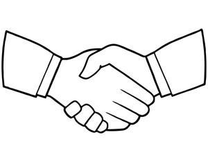 Handshake silhouette vector icon liner illustration, shaking hand logo design graphics on white background