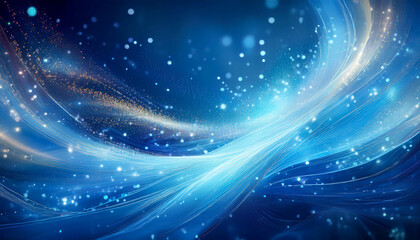 Fototapeta premium Abstract background with subtle wave patterns and sparkling lights. The calming blue color creates a mysterious and magical atmosphere.